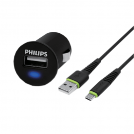 מטען רכב קומפקטי PHILIPS 2.1A + כבל Micro USB